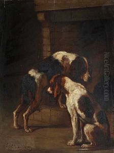 Study Of Two Hounds by Jules Chardigny