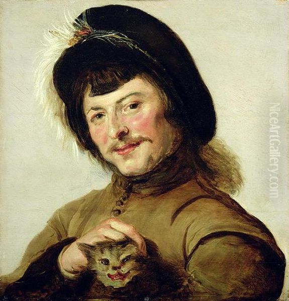Young Man with a Cat - view 1