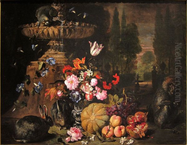 Still life of Fruit and Flowers with Animals - view 1