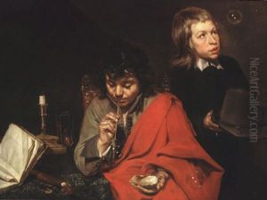 Two boys blowing bubbles Two boys blowing bubbles
