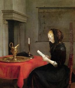 Young woman reading a letter by Gerard Ter Borch