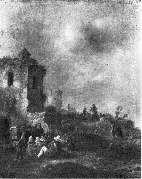 Scene amidst ruins - view 1