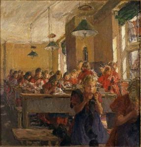 Nahstunde im Waisenhaus by Gotthardt Kuehl