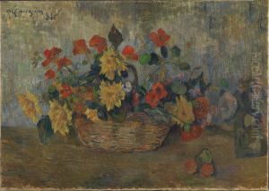 Capucines et dahlias dans une corbeille, ou Corbeille de fleurs by Paul Gauguin