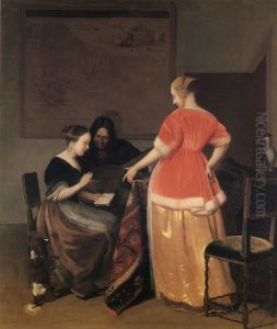 Couple playing music and a woman looking on Couple playing music and a woman looking on