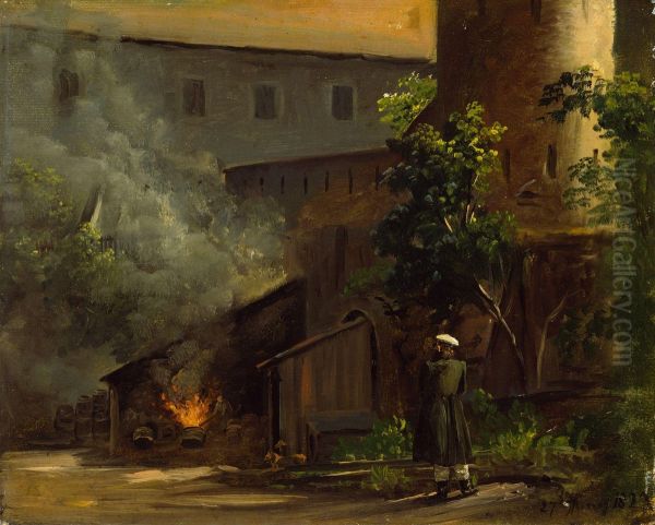 From a Courtyard at the Scharfenberg Castle near Dresden - view 1