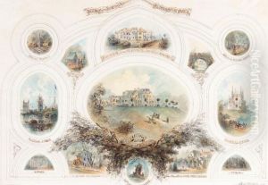 Topographical Vignettes Of The Imperial Residence Alexandria Near St. Petersburg, Including The Gothic Church, Ruins, The Bust Of Grand Duchess Alexandra Nikolaevna, The Former Palace Of Grand Dukes Nikolai And Mikhail Nikolaevich, 'the Cottage' Or Palace by Iosif Iosifovic Charlemagne