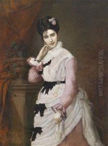 Representativeportrait Of A Lady With Roses In Her Hair by Eduard Charlemont