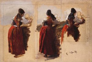 Studies of a Woman from Rugen by Hans Gude