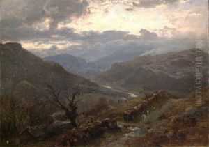 View of Mountains in Wales by Hans Gude