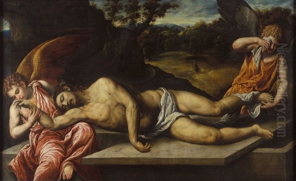 Dead Christ mourned by angels - view 1