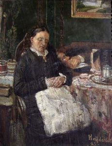 Dolce far niente. Interior with the Artist's Parents by Halfdan Strom