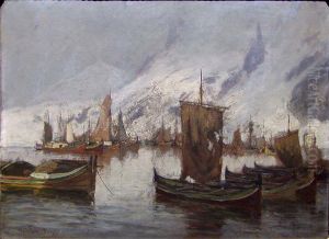 Fishingboats in the Port by Gunnar Berg
