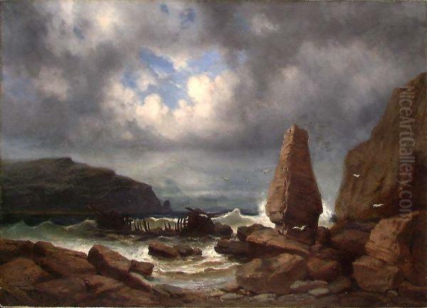 Coastal Landscape with Menhir and Wreck - view 1