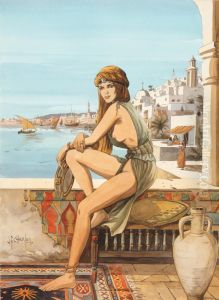 Femme Assise Sur Une Terrasse