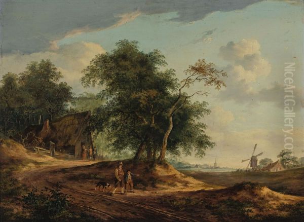 Landschap met boerenwoning, op het tweede plan een molen - view 1