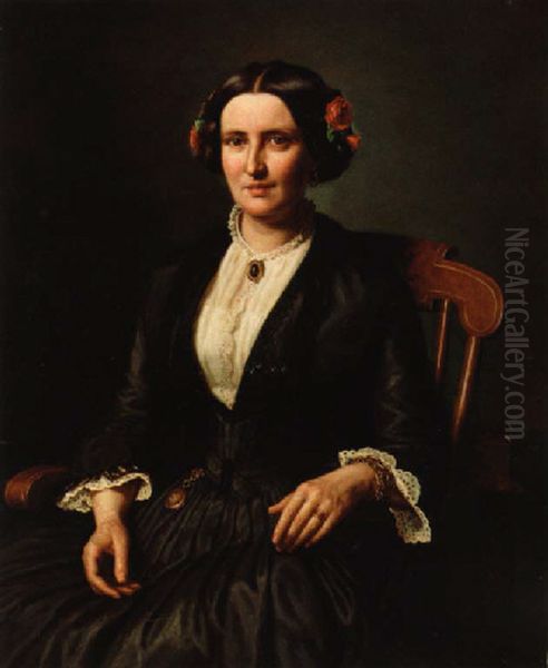 Woman with rose in her hair. - view 1