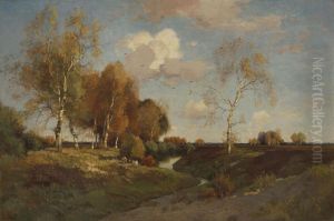 Afternoon in autumn. The brook of Wolfheze by Theophile Emile Achille De Bock