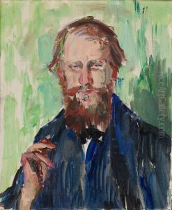 Portrait of the Danish Art Dealer M. Grosell by Henrik Lund