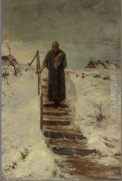 Scene in Winter, Old Woman in the Snow - view 1