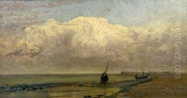 An Extensive Coastal Landscape With Beached Fishing Boats - view 1