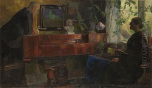 Interior with the Artists Oluf and Kris Wold-Torne by Thorvald Erichsen