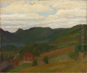 Landscape with an old Farm by Thorvald Erichsen