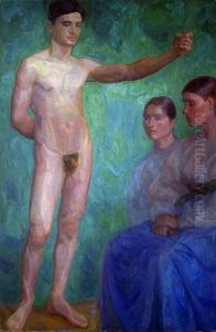 Male Nude and two Women Male Nude and two Women
