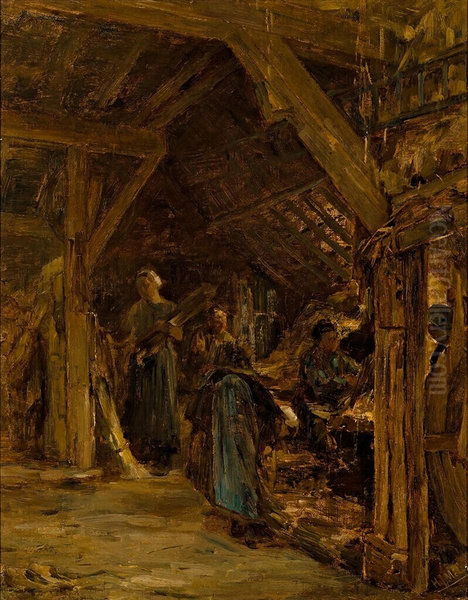 Women Stripping Flax - view 1