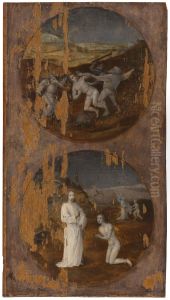 Twee medaillons met symbolisch-religieuze voorstellingen by Hieronymous Bosch