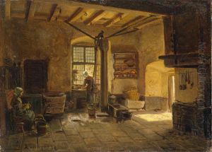 Kjokkeninterior by Adolph Tidemand