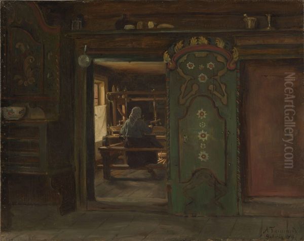 Kone ved vevstol, Gulsvik - view 1