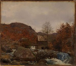 Mill at Frostestad near Mandal by Amaldus Nielsen