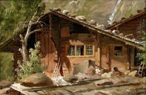 Farmhouses in Meiringen in Switzerland