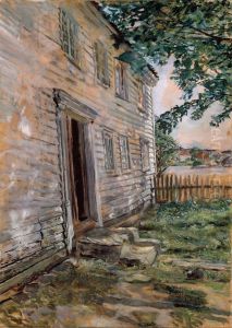Gammelt hus i Brekkesto by Christian Krohg