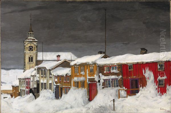Street in Roros in Winter - view 1