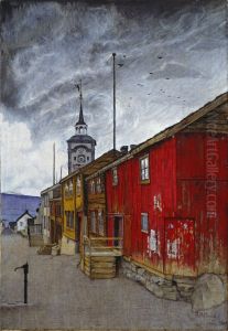 Street in Roros by Harald Oscar Sohlberg