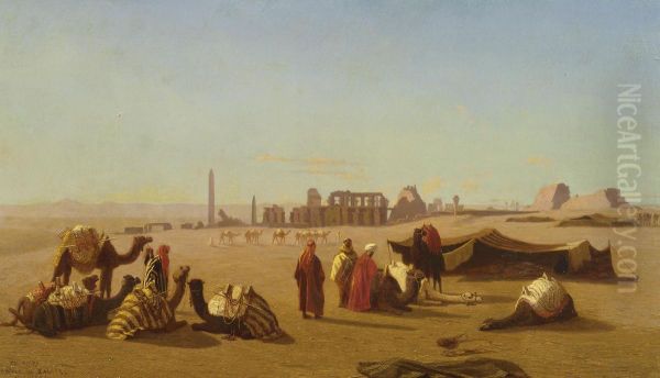 A Caravan At Rest, The Temple Of Karnak, Thebes In The Distance - view 1