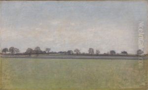 Landskap, tidlig var. Bernstorfvejen sett fra Hellerupvej by Vilhelm Hammershoi