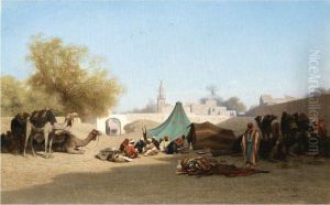 Campement Bedouin Au Caire by Charles Theodore Frere