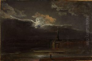Dresden in Moonlight by Johan Wilhelm Ludwig Dahl