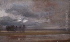 The Elbe in Rain by Johan Wilhelm Ludwig Dahl