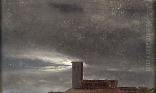 Clouds over a Building with a Tower - view 1