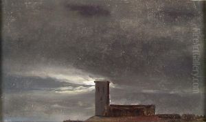 Clouds over a Building with a Tower by Johan Wilhelm Ludwig Dahl