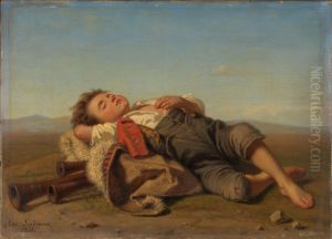 The sleeping shepherd boy by Amalia Lindegren