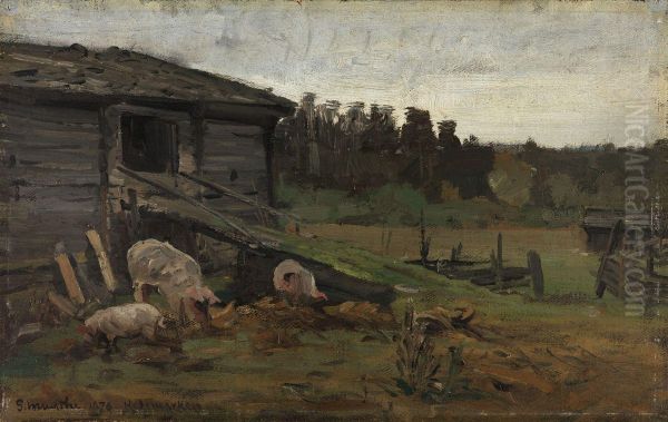 Pigs at the Barn Bridge - view 1