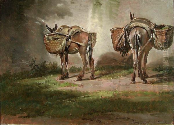 Two Donckeys with Baskets - view 1