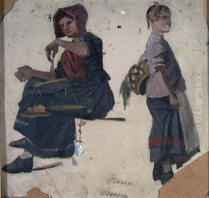 Two Women in Folk Costumes by Frederik Collett