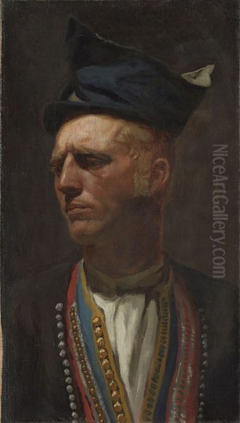 Portrait of a Farmer from Setesdal. Study for Fight in an old Farm House. - view 1