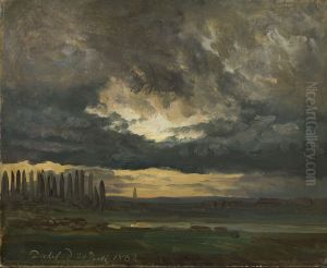 Cloud Study over the Elbe with Poplars by Johan Wilhelm Ludwig Dahl